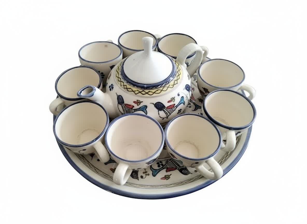 ست سینی قوری و لیوان چینی